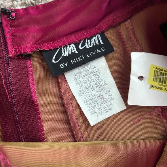 Vintage 90s Zum Zum Satin Maxi Skirt Jewel Tone Red/Pink Formal Small Whimsical - Picture 5 of 13